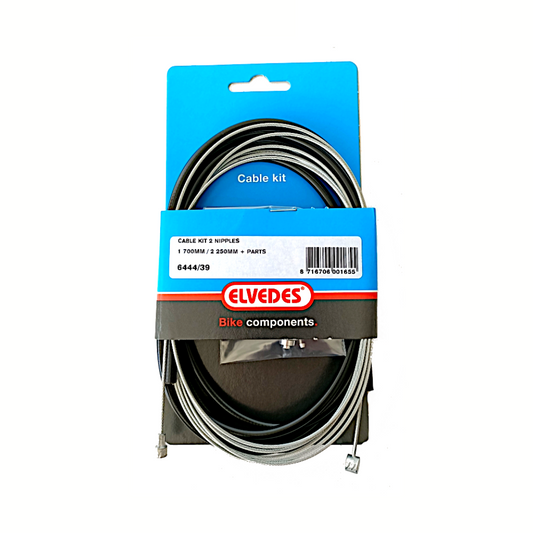 Elvedes Kabel Acht.rem 2 Nippels 2m Zwart
